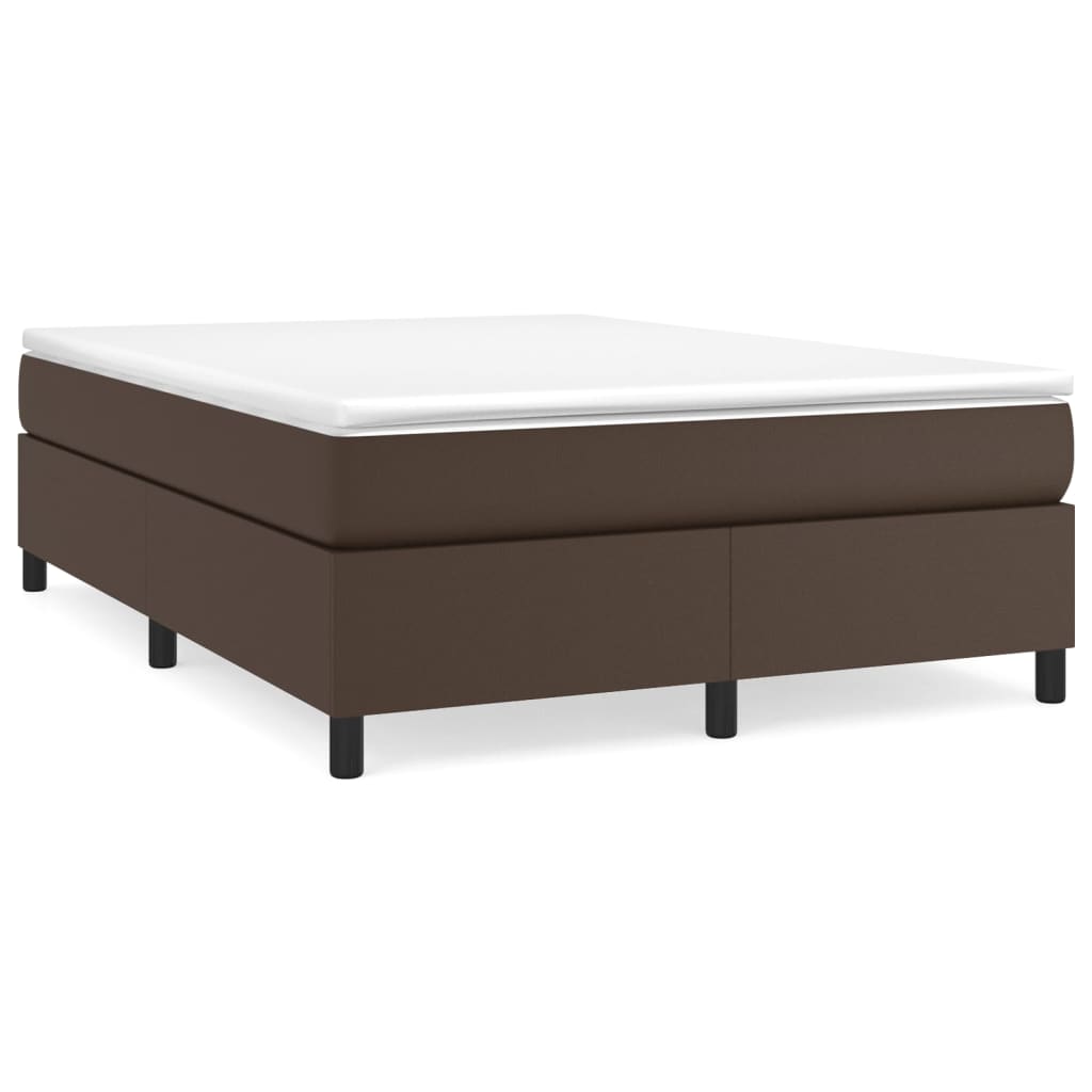 Pat box spring cu saltea, maro, 160x200 cm, piele ecologică - Lando