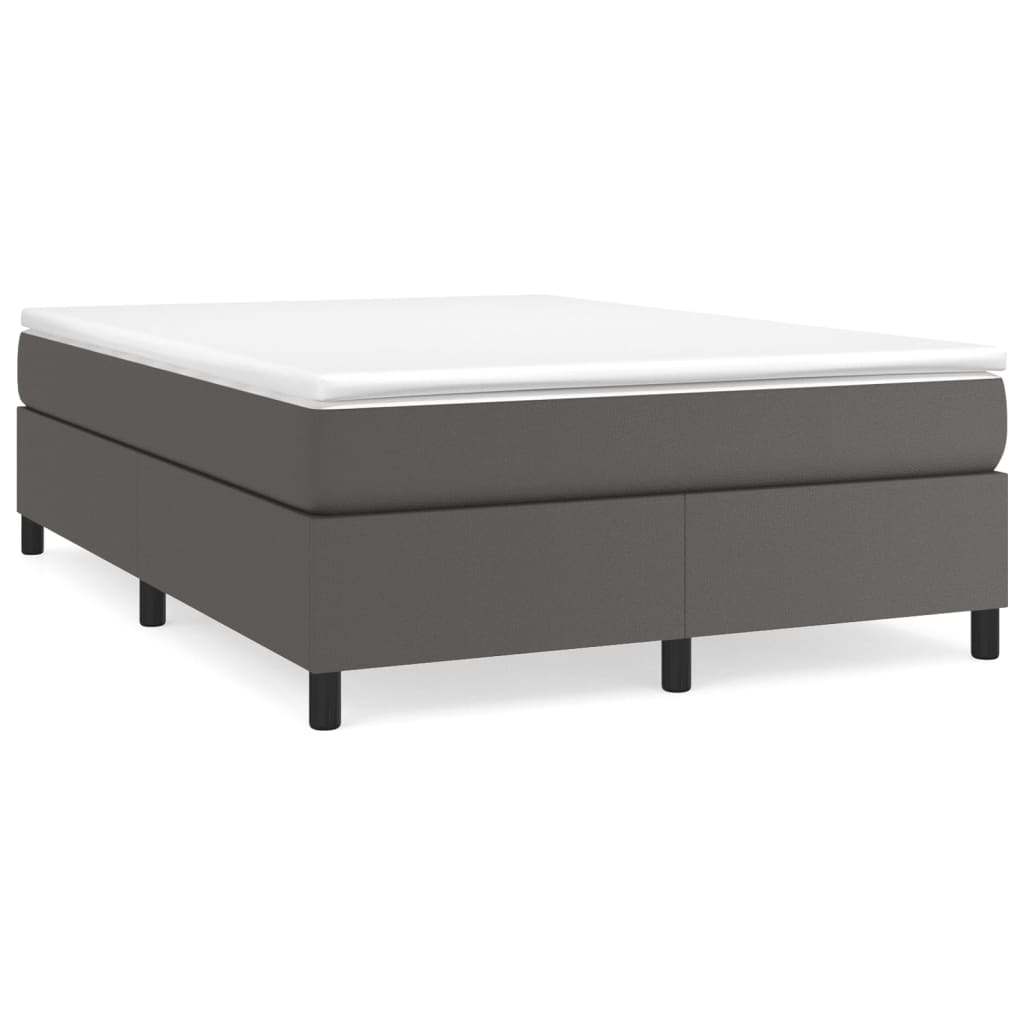 Pat box spring cu saltea, gri, 160x200 cm, piele ecologică - Lando