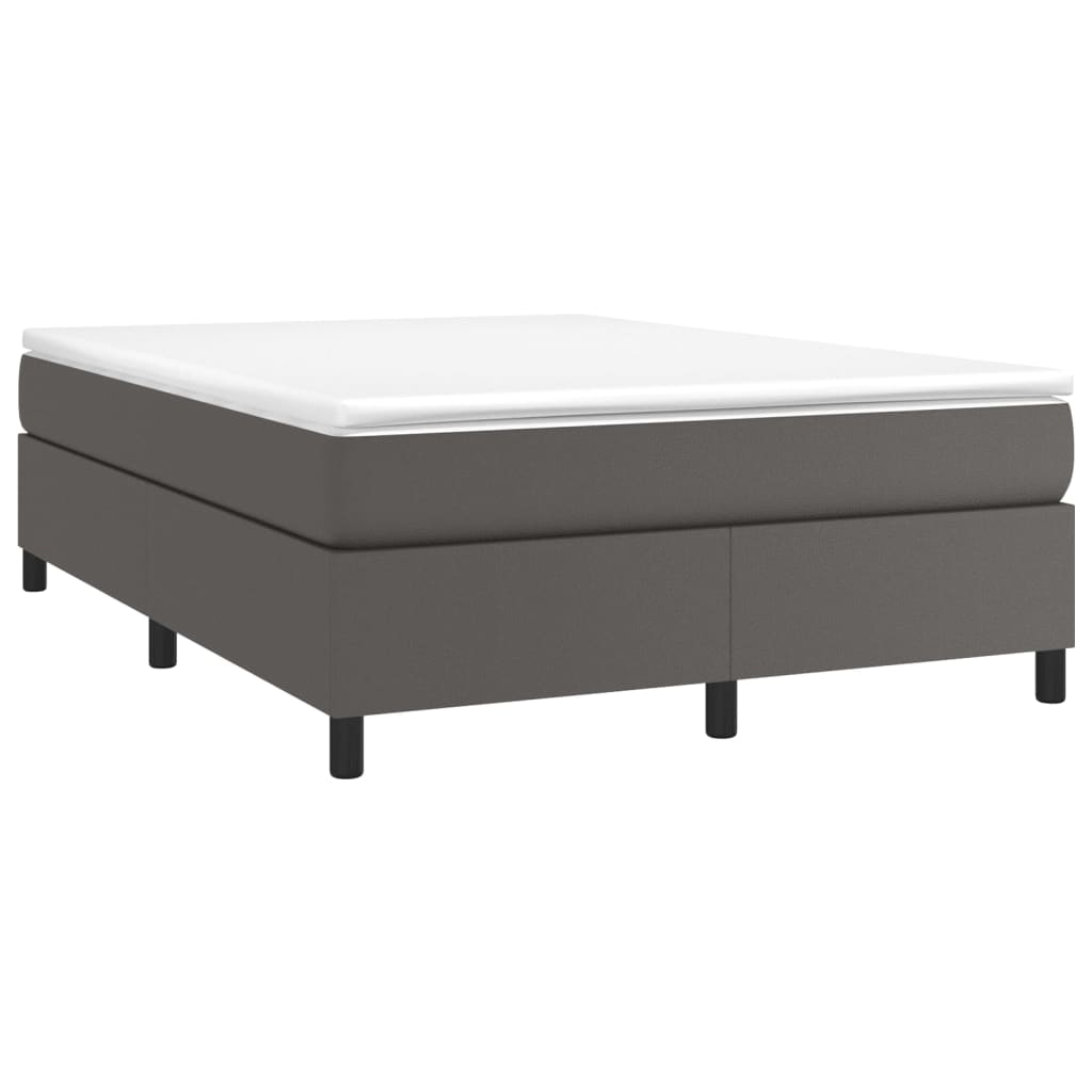 Pat box spring cu saltea, gri, 160x200 cm, piele ecologică - Lando