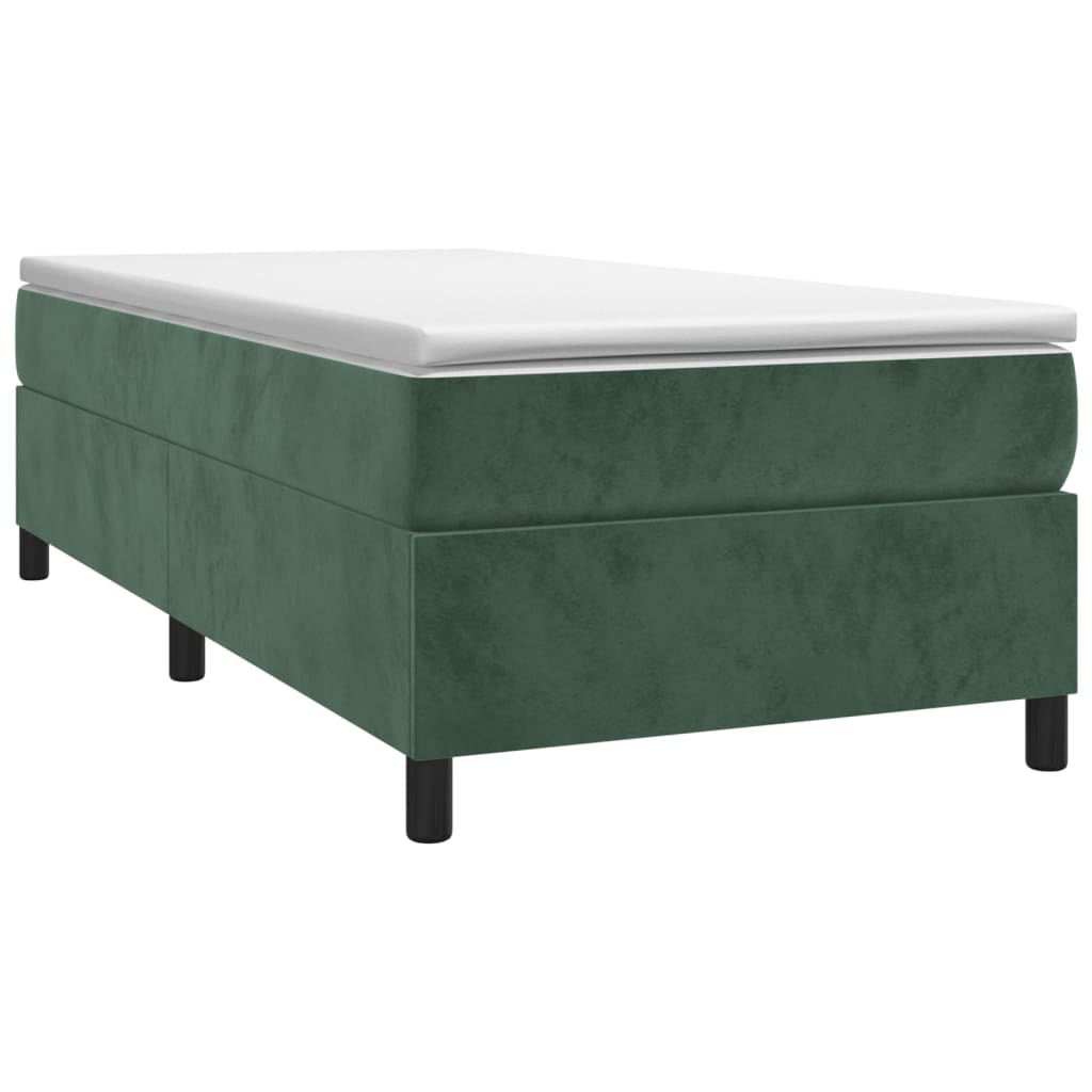 Pat box spring cu saltea, verde închis, 100x200 cm, catifea - Lando