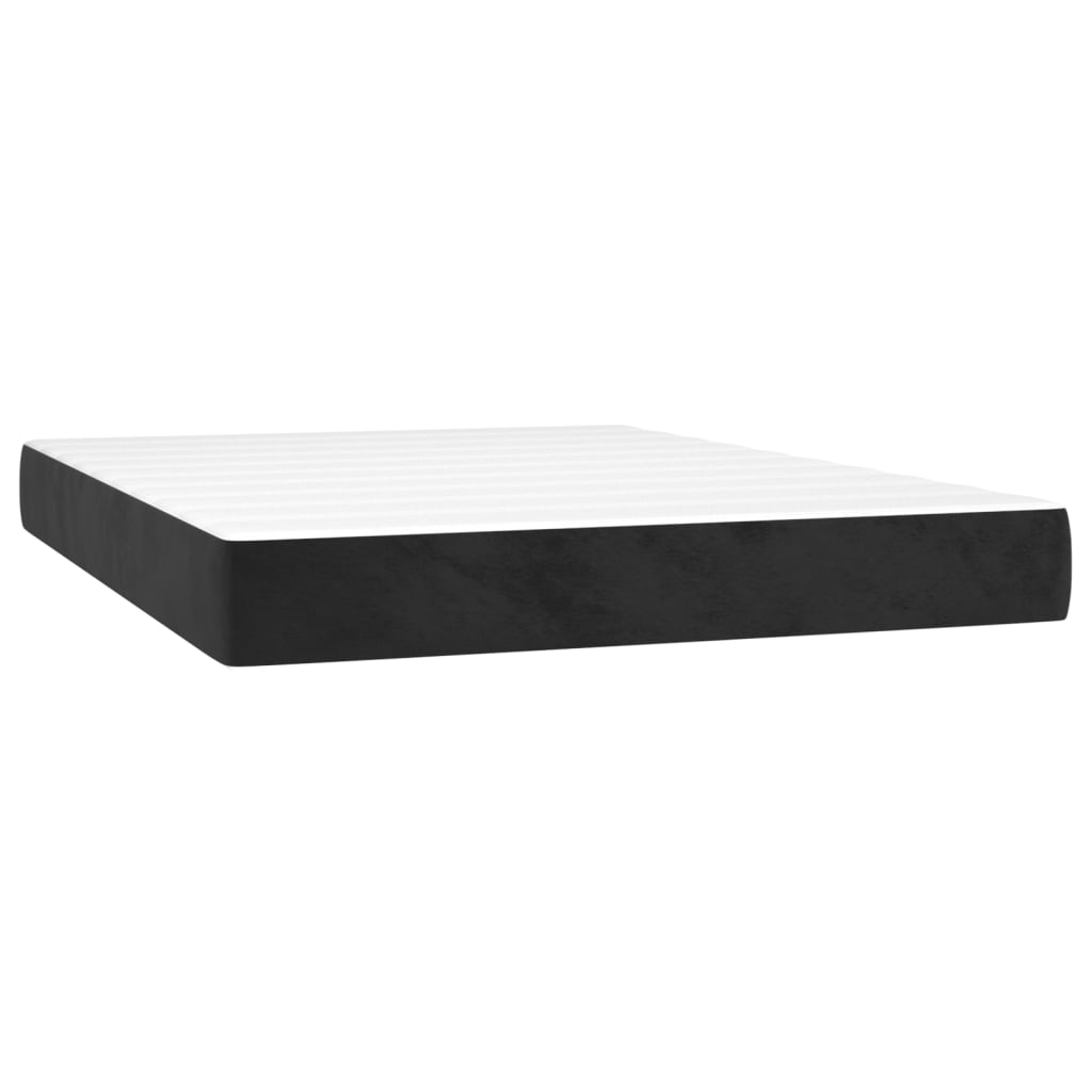 Pat box spring cu saltea, negru, 140x200 cm, catifea - Lando