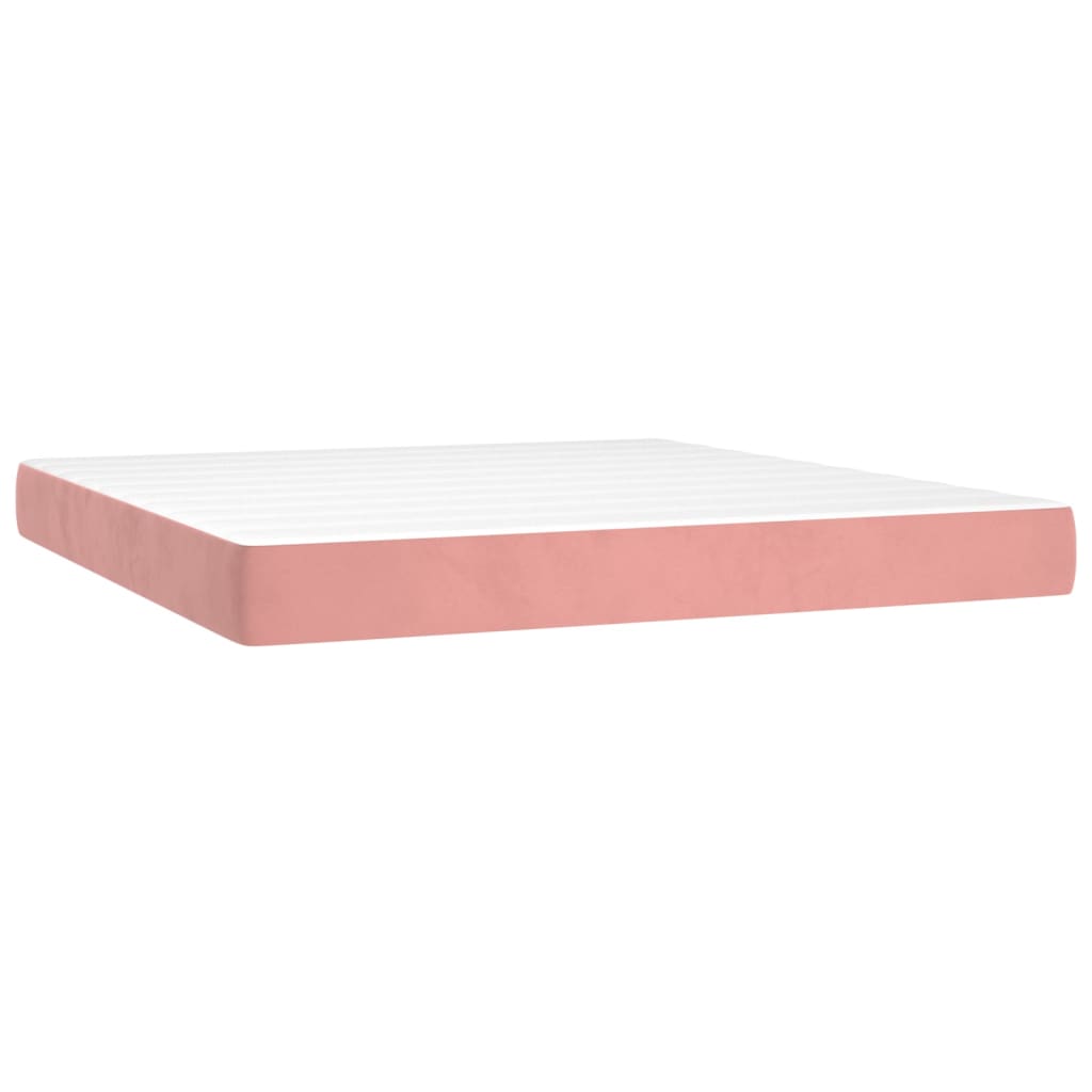 Pat box spring cu saltea, roz, 160x200 cm, catifea - Lando
