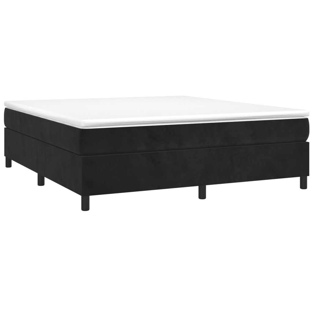 Pat box spring cu saltea, negru, 180x200 cm, catifea - Lando