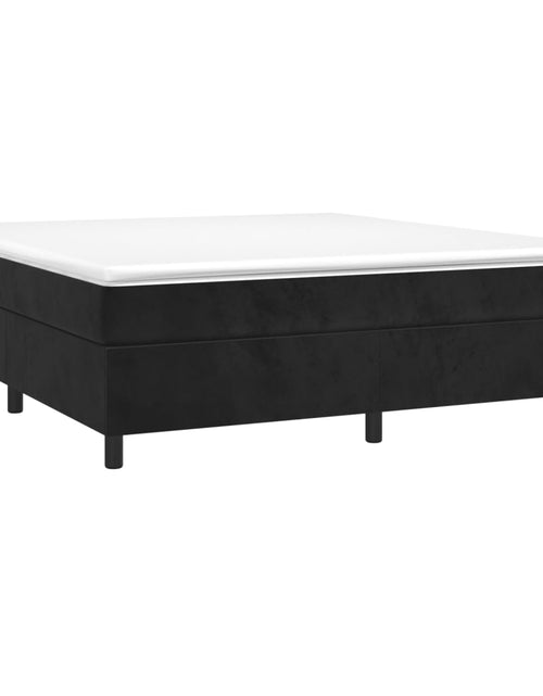 Загрузите изображение в средство просмотра галереи, Pat box spring cu saltea, negru, 200x200 cm, catifea - Lando
