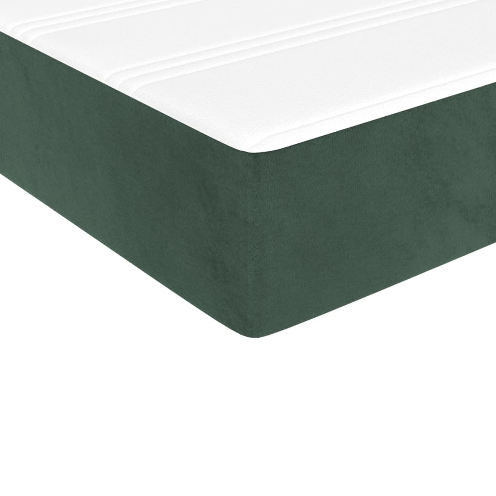 Pat box spring cu saltea, verde închis, 200x200 cm, catifea - Lando