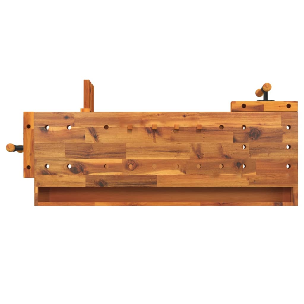Banc de lucru cu sertar și menghine, 124x52x83 cm, lemn acacia Lando - Lando