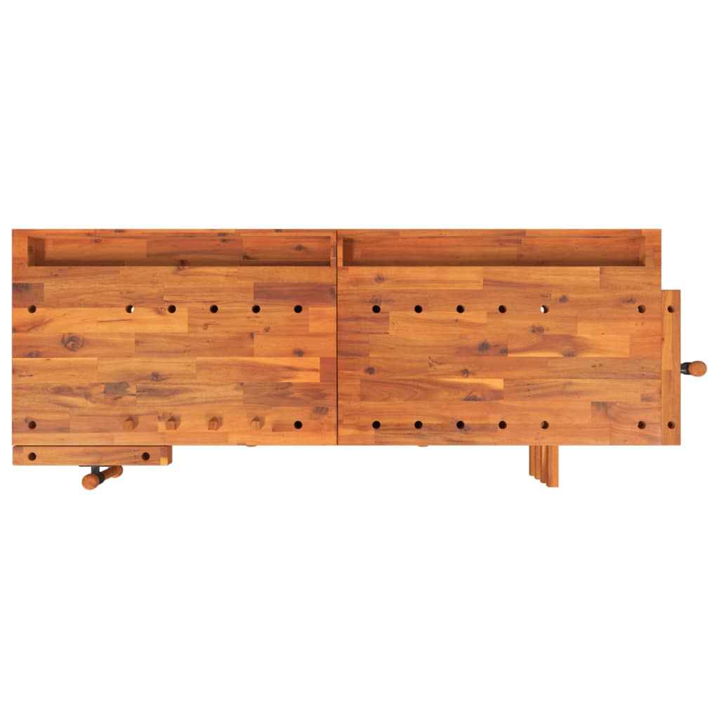 Banc de lucru cu sertare și menghine, 162x62x83 cm, lemn acacia Lando - Lando