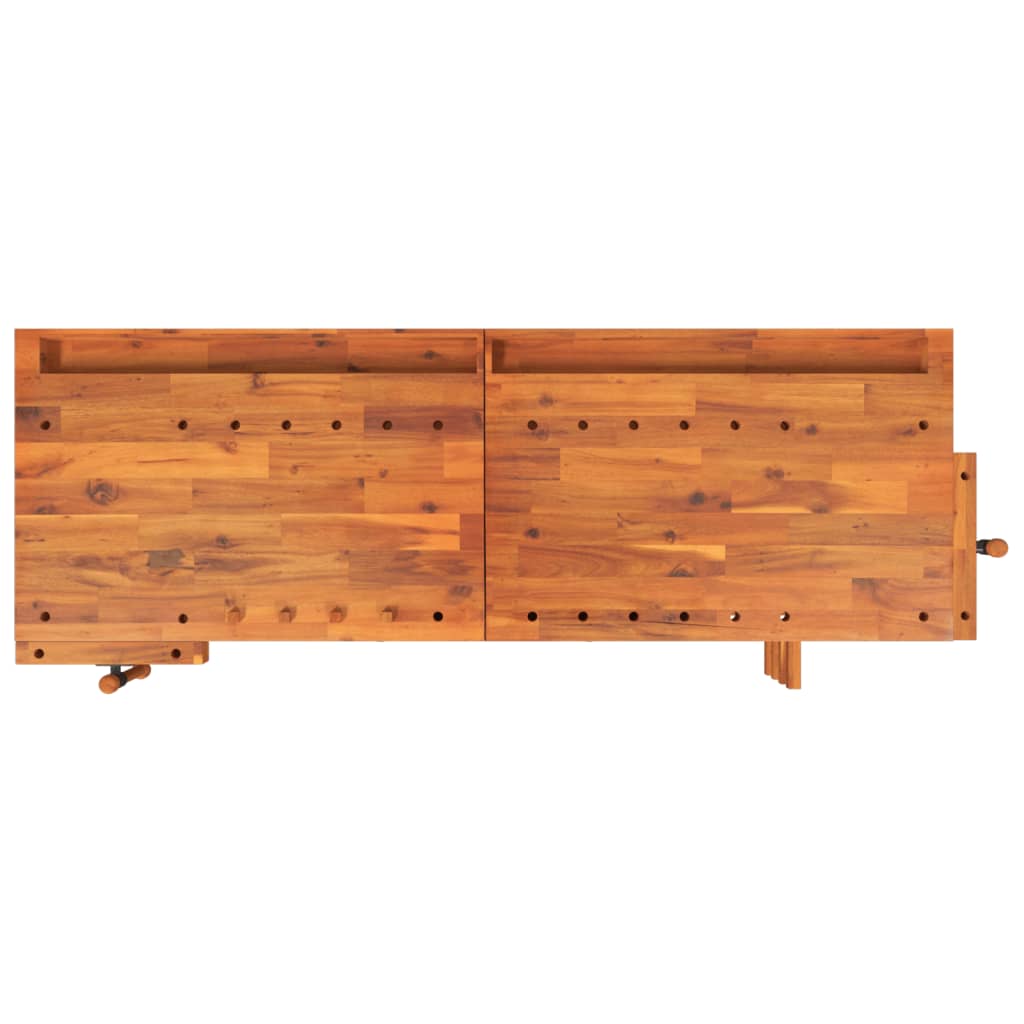 Banc de lucru cu sertare și menghine, 192x62x83 cm, lemn acacia - Lando