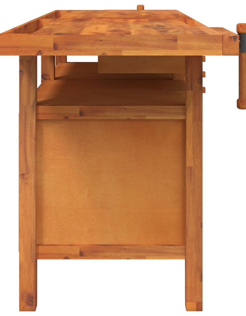 Încărcați imaginea în vizualizatorul Galerie, Banc de lucru cu sertare și menghine, 192x62x83 cm, lemn acacia - Lando
