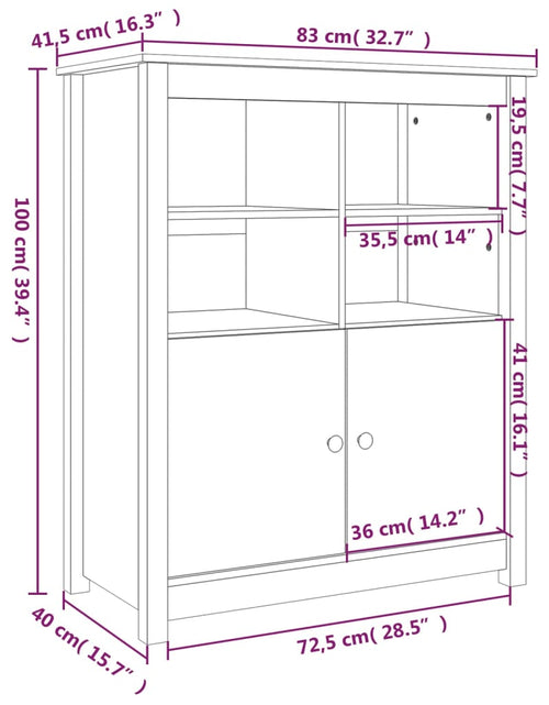 Încărcați imaginea în vizualizatorul Galerie, Servantă, negru, 83x41,5x100 cm, lemn masiv de pin Lando - Lando
