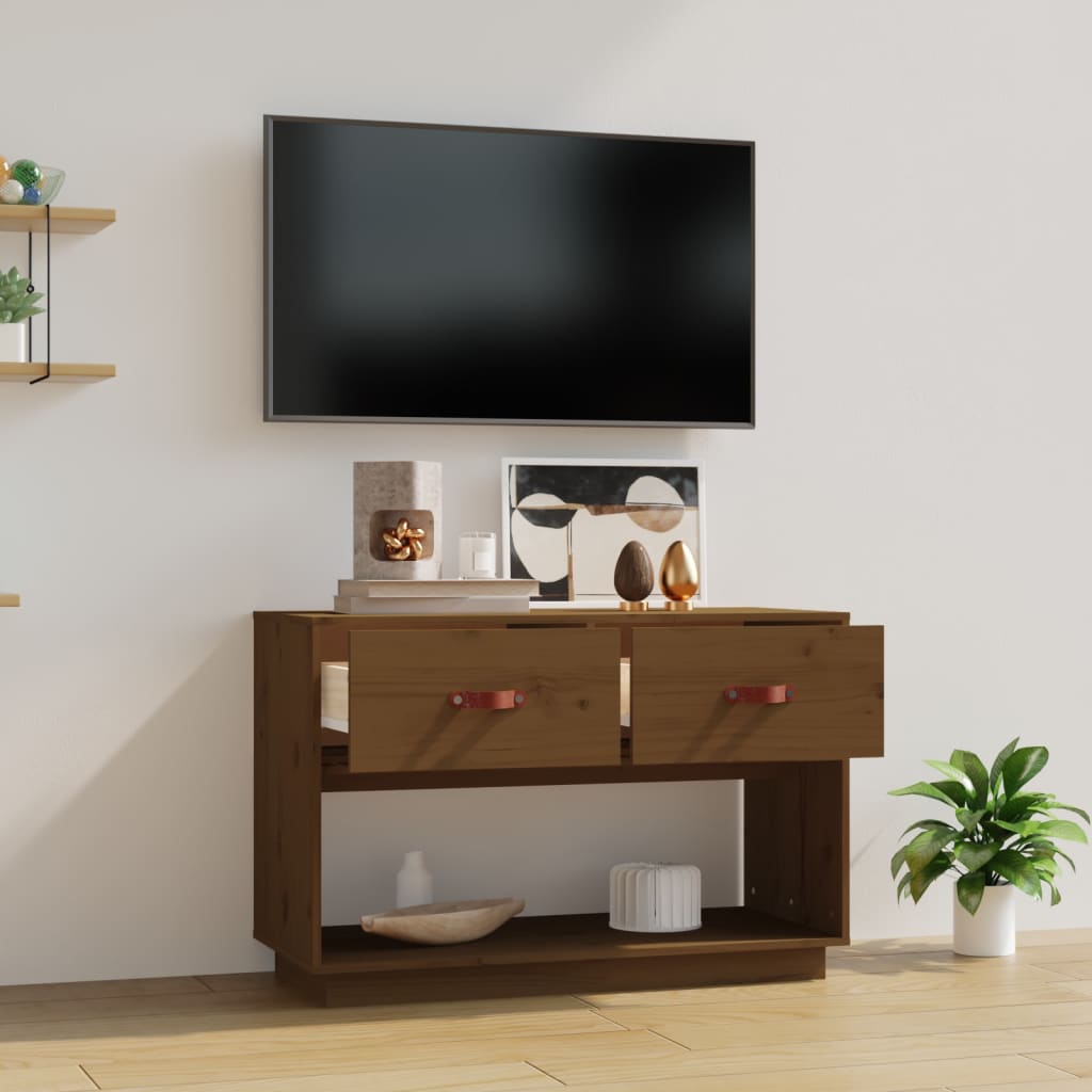 Comodă TV, maro miere, 90x40x60 cm, lemn masiv de pin Lando - Lando
