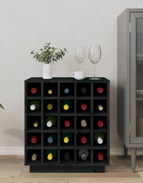Încărcați imaginea în vizualizatorul Galerie, Dulap de vinuri, negru, 55,5x34x61 cm, lemn masiv de pin - Lando
