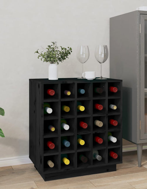 Încărcați imaginea în vizualizatorul Galerie, Dulap de vinuri, negru, 55,5x34x61 cm, lemn masiv de pin - Lando
