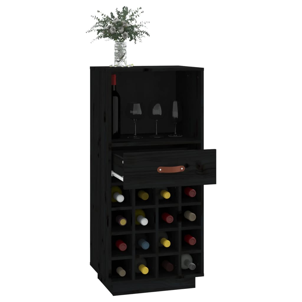 Dulap de vinuri, negru, 45x34x100 cm, lemn masiv de pin - Lando