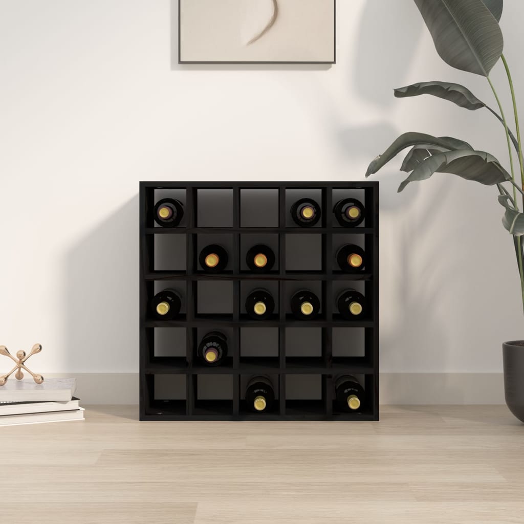 Dulap de vinuri, negru, 56x25x56 cm, lemn masiv de pin - Lando