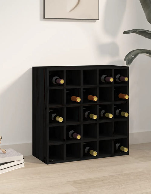 Загрузите изображение в средство просмотра галереи, Dulap de vinuri, negru, 56x25x56 cm, lemn masiv de pin - Lando
