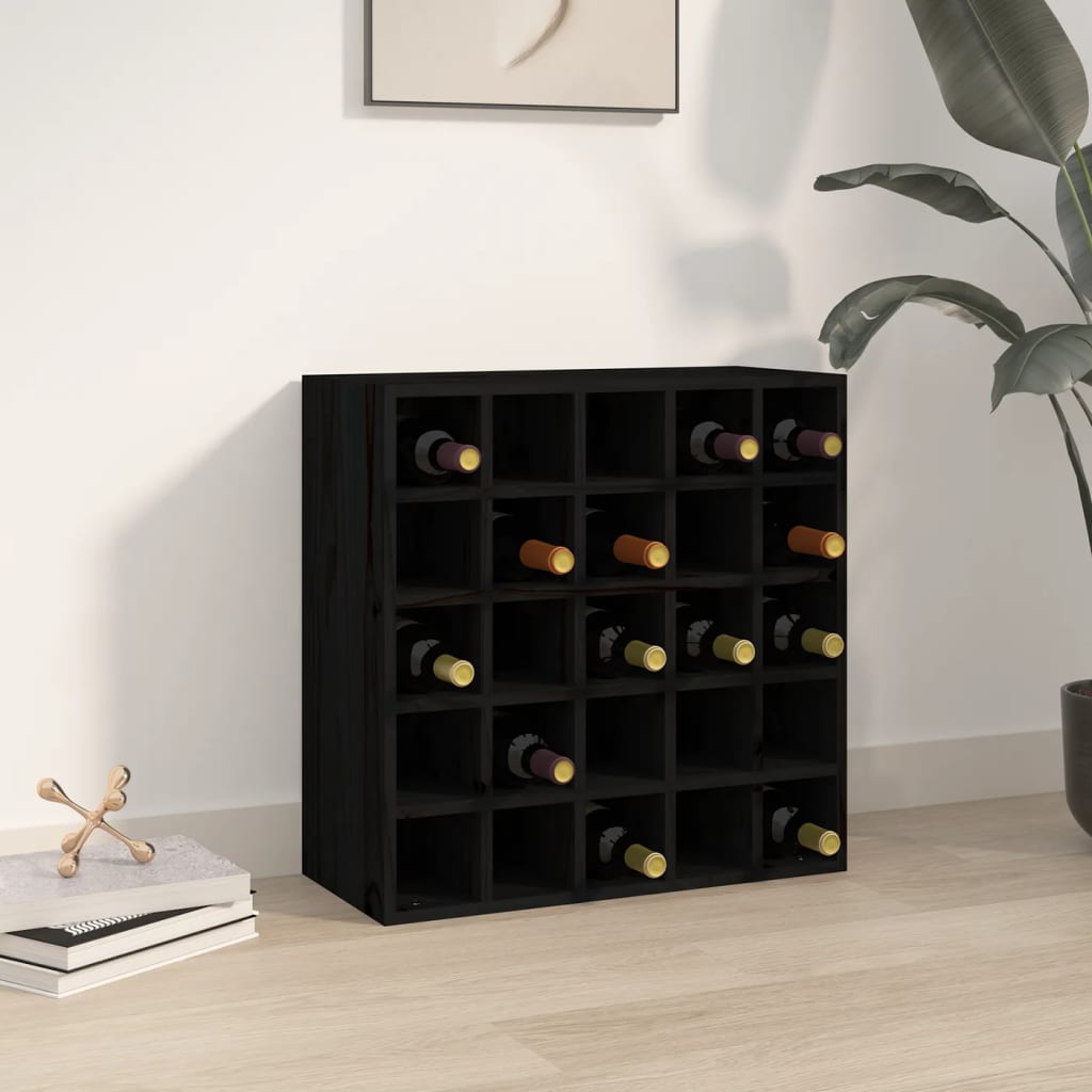 Dulap de vinuri, negru, 56x25x56 cm, lemn masiv de pin - Lando