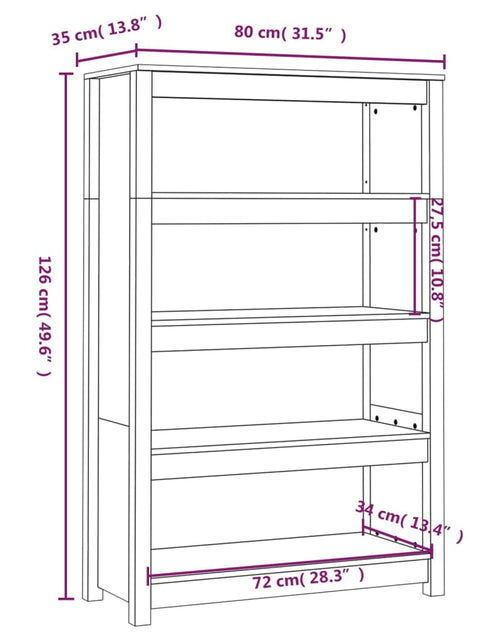 Încărcați imaginea în vizualizatorul Galerie, Bibliotecă, alb, 80x35x126 cm, lemn masiv de pin Lando - Lando
