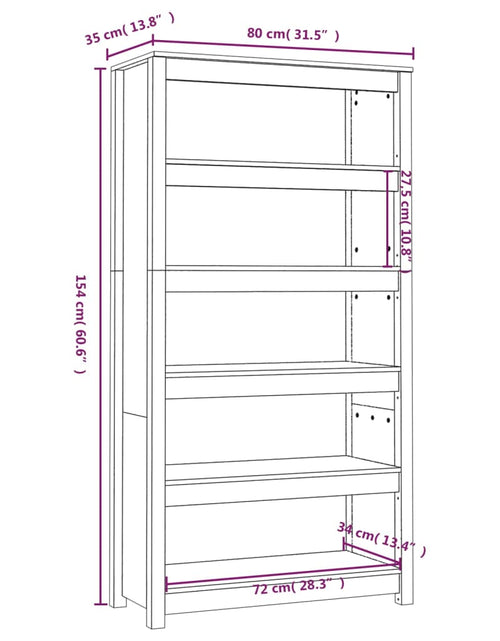 Încărcați imaginea în vizualizatorul Galerie, Bibliotecă, negru, 80x35x154 cm, lemn masiv de pin Lando - Lando
