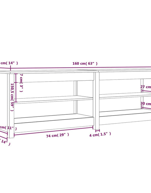 Încărcați imaginea în vizualizatorul Galerie, Bancă pentru pantofi, alb, 160x36,5x50 cm lemn masiv pin - Lando
