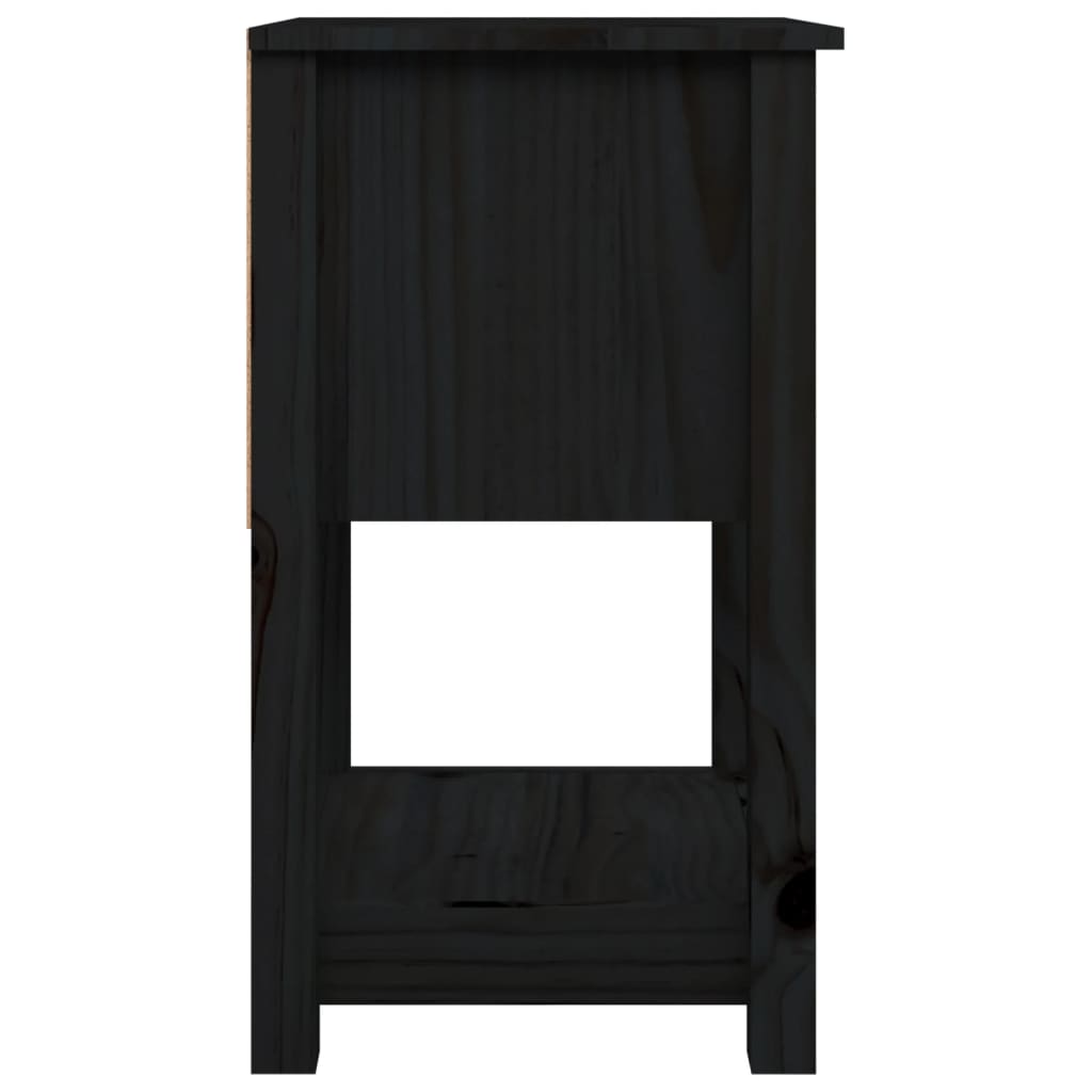 Noptieră, negru, 40x35x61,5 cm, lemn masiv de pin - Lando