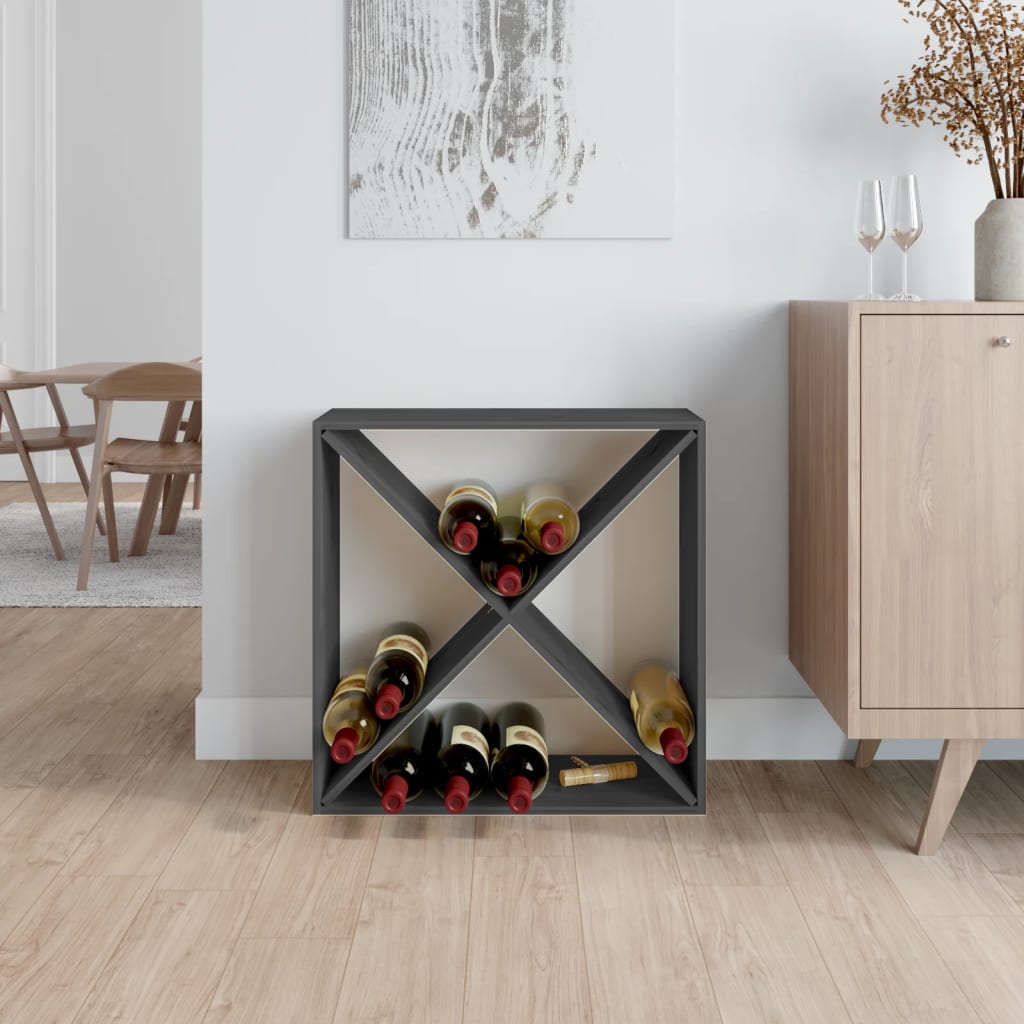 Dulap de vinuri, gri, 62x25x62 cm, lemn masiv de pin - Lando