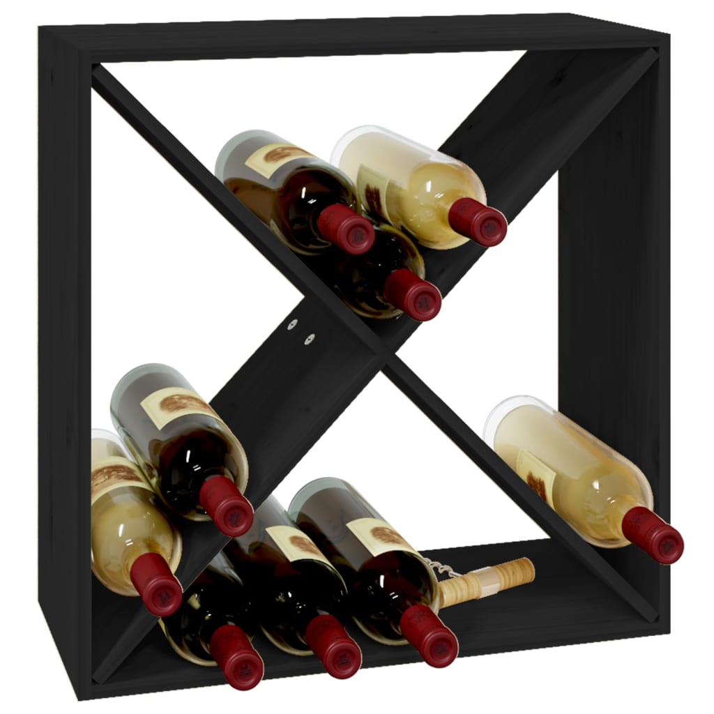 Dulap de vinuri, negru, 62x25x62 cm, lemn masiv de pin - Lando