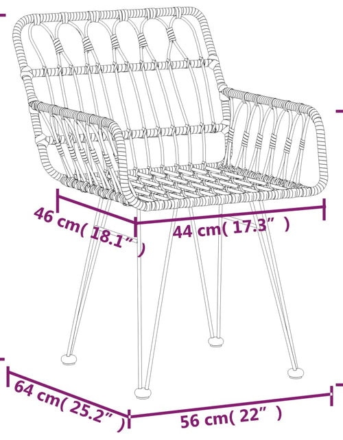 Загрузите изображение в средство просмотра галереи, Scaune de grădină cu cotiere, 2 buc., 56x64x80 cm, ratan PE - Lando
