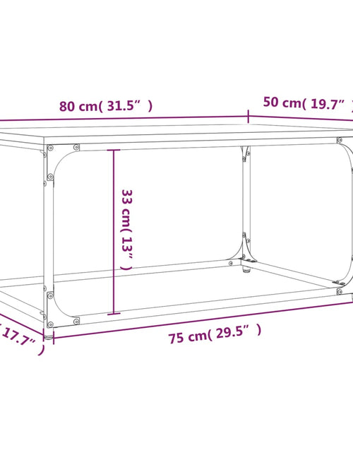 Загрузите изображение в средство просмотра галереи, Măsuță cafea, stejar maro, 80x50x40 cm lemn prelucrat și fier Lando - Lando
