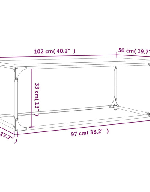 Загрузите изображение в средство просмотра галереи, Măsuță cafea, stejar sonoma 102x50x40 cm lemn prelucrat și fier Lando - Lando
