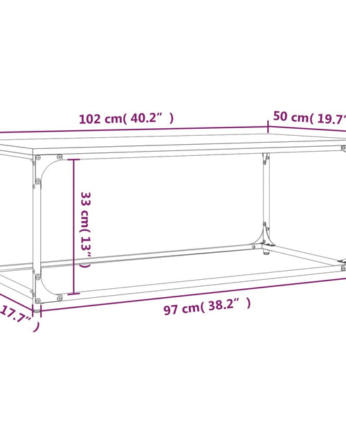 Загрузите изображение в средство просмотра галереи, Măsuță cafea stejar maro 102x50x40 cm lemn prelucrat și fier Lando - Lando
