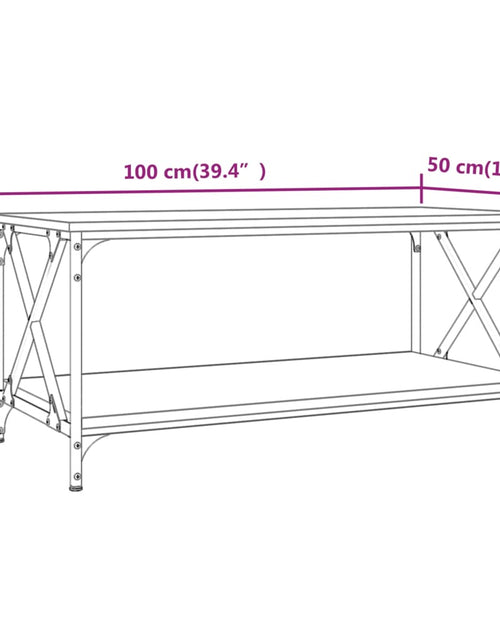 Загрузите изображение в средство просмотра галереи, Măsuță cafea, stejar sonoma 100x50x45 cm lemn prelucrat și fier Lando - Lando
