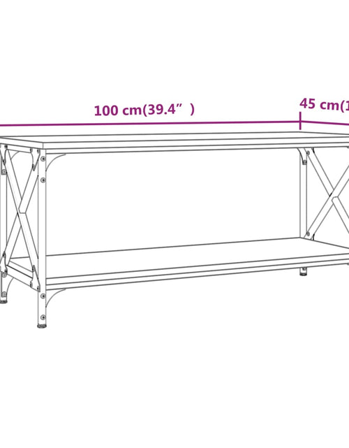 Загрузите изображение в средство просмотра галереи, Măsuță cafea, stejar sonoma 100x45x45 cm lemn prelucrat și fier Lando - Lando
