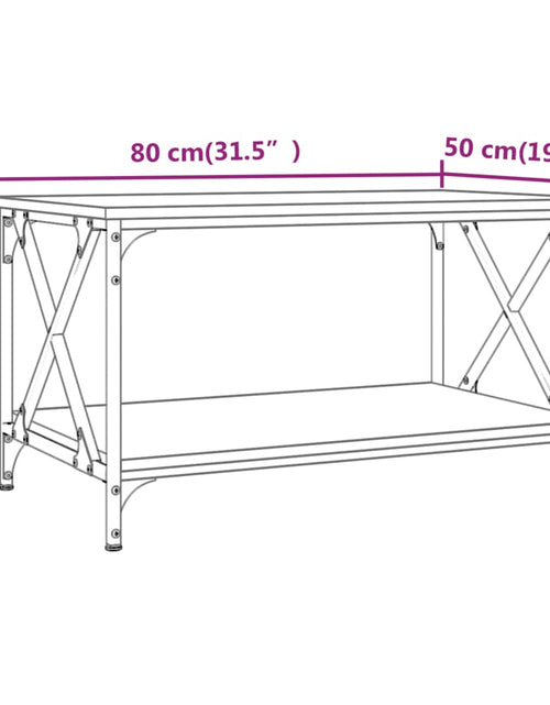 Загрузите изображение в средство просмотра галереи, Măsuță cafea, gri sonoma, 80x50x45 cm lemn prelucrat și fier Lando - Lando
