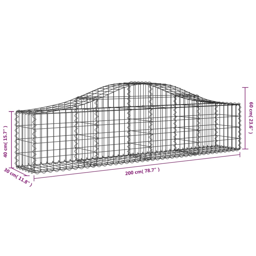 Coșuri gabion arcuite 15 buc, 200x30x40/60 cm, fier galvanizat - Lando