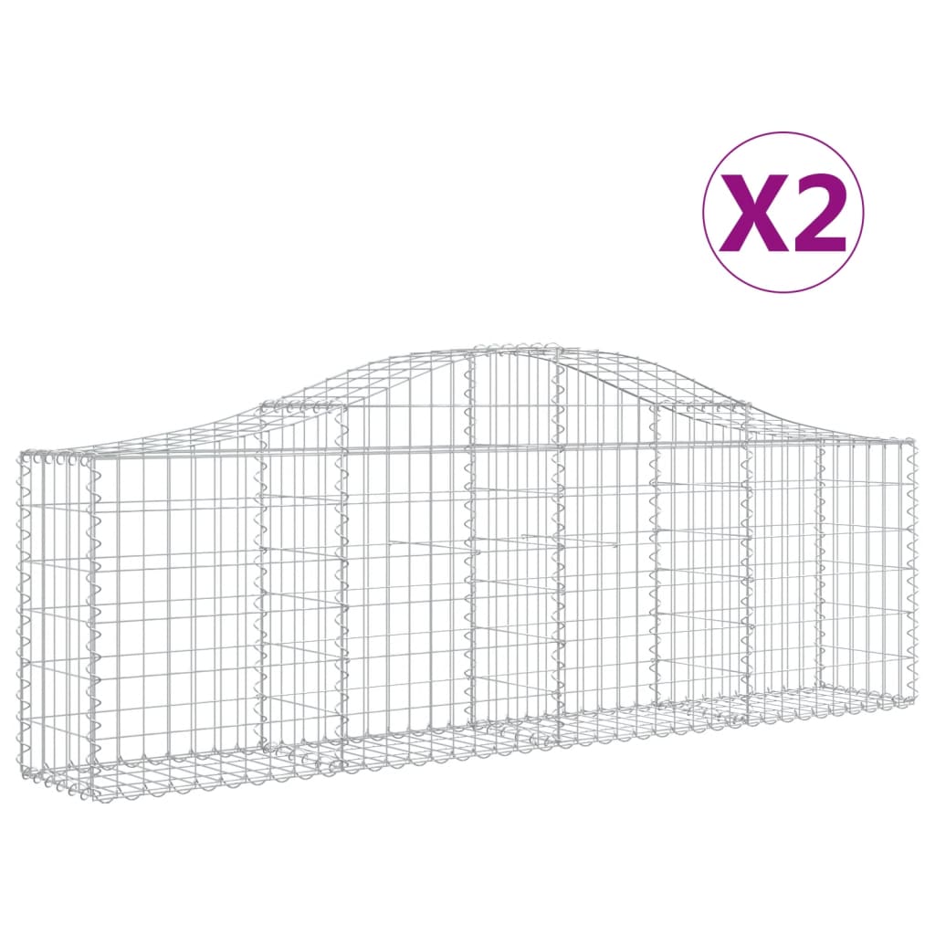 Coșuri gabion arcuite 2 buc, 200x30x60/80 cm, fier galvanizat - Lando