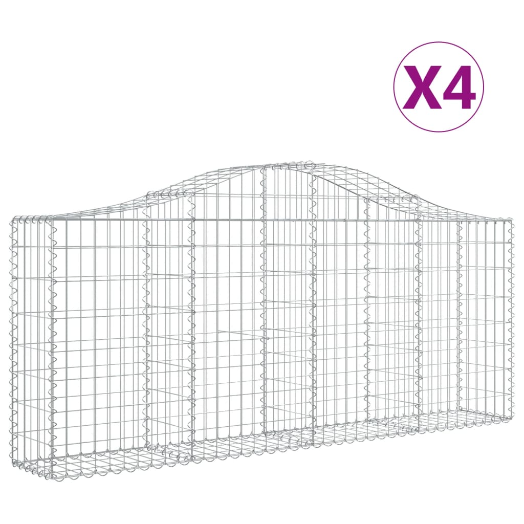 Coșuri gabion arcuite 4 buc, 200x30x80/100cm, fier galvanizat - Lando