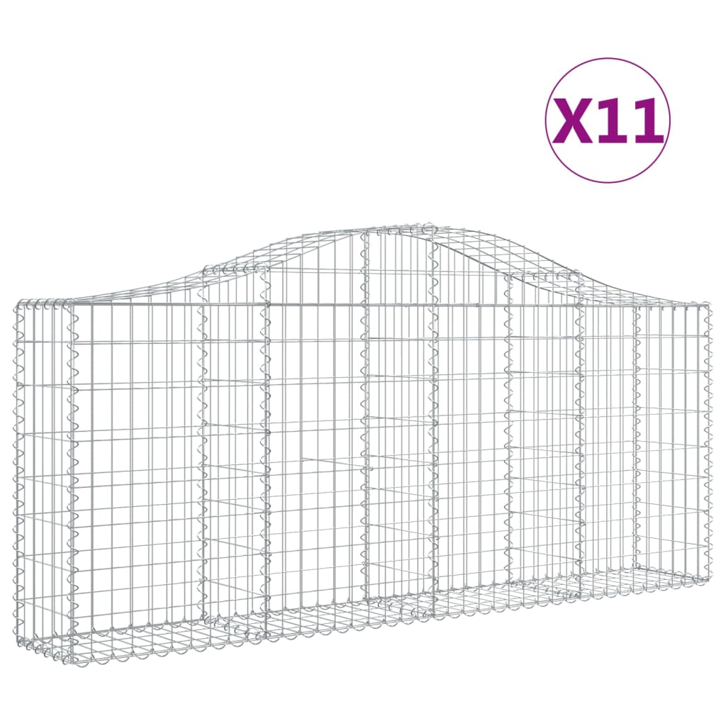 Coșuri gabion arcuite 11 buc, 200x30x80/100cm, fier galvanizat - Lando