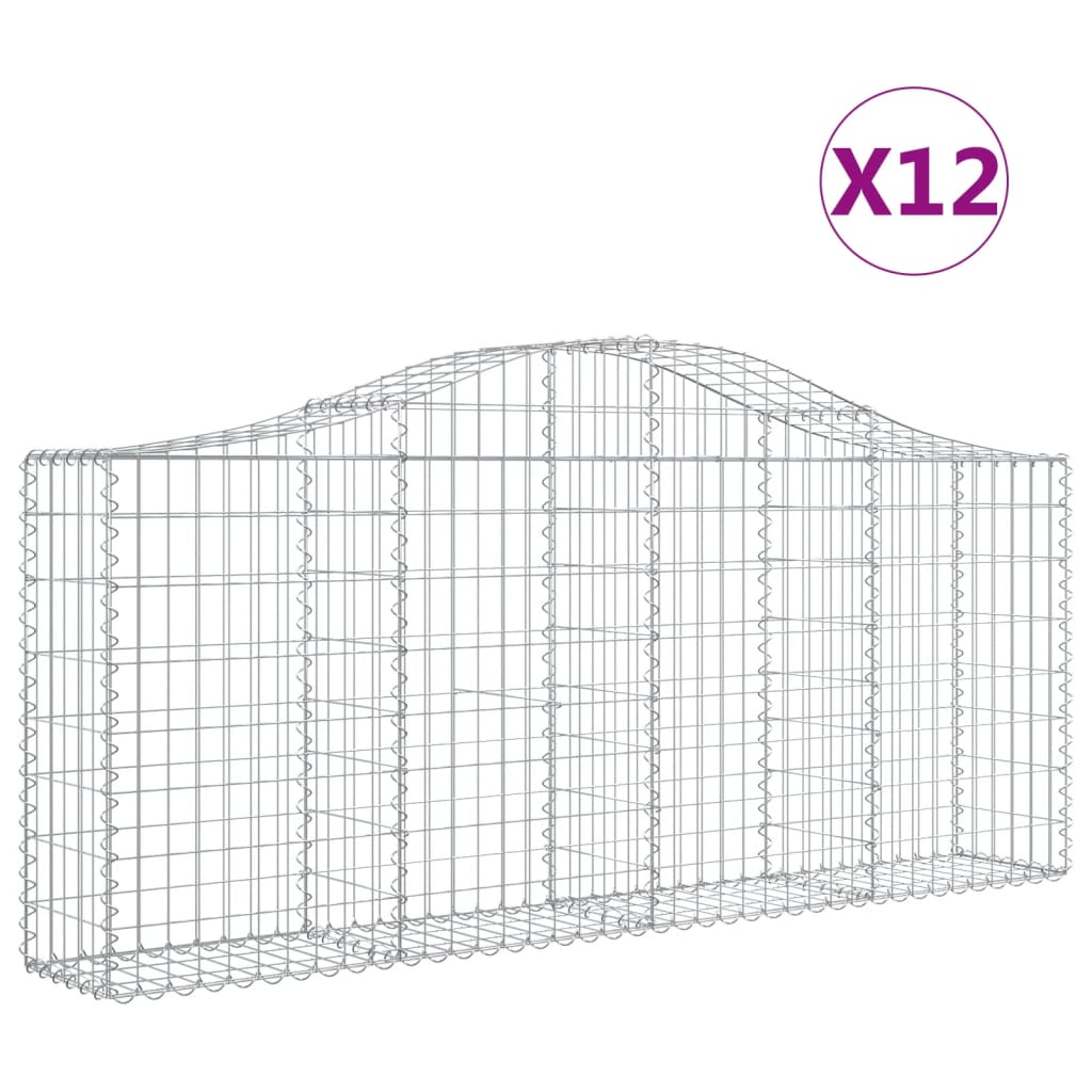 Coșuri gabion arcuite 12 buc, 200x30x80/100cm, fier galvanizat - Lando