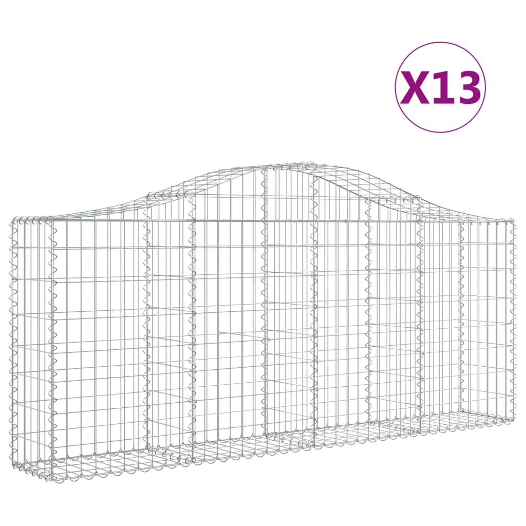 Coșuri gabion arcuite 13 buc, 200x30x80/100cm, fier galvanizat - Lando