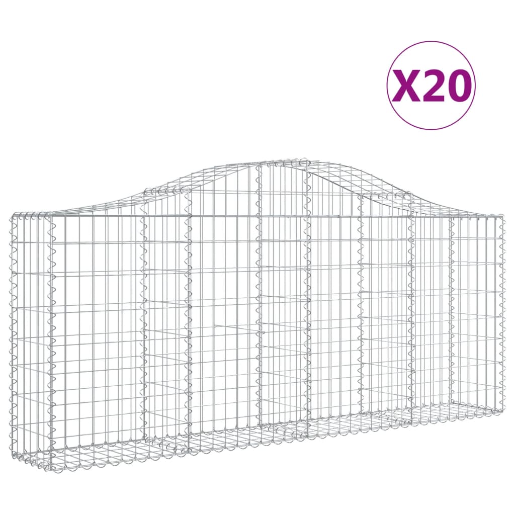 Coșuri gabion arcuite 20 buc, 200x30x80/100 cm, fier galvanizat - Lando