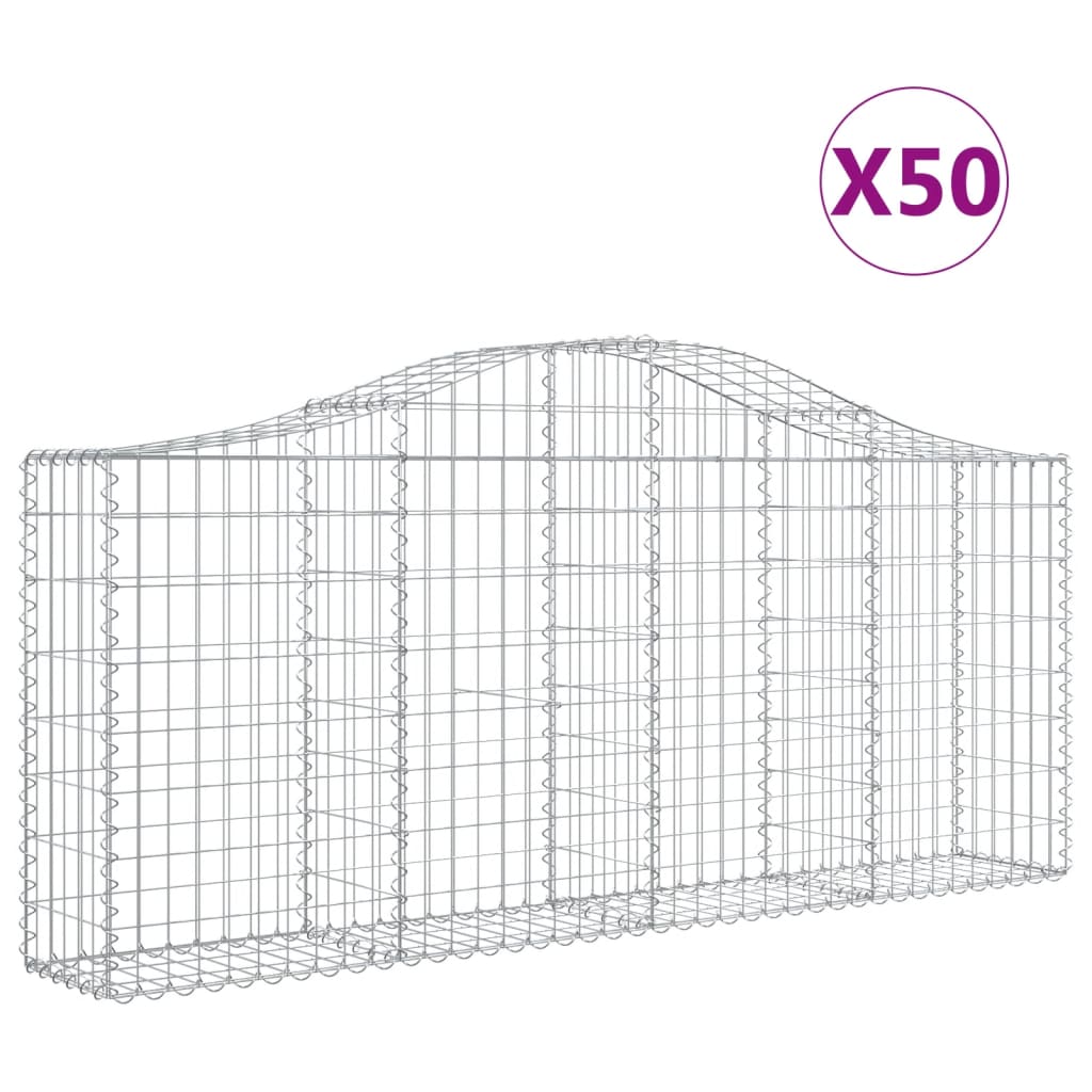 Coșuri gabion arcuite 50 buc, 200x30x80/100 cm, fier galvanizat - Lando