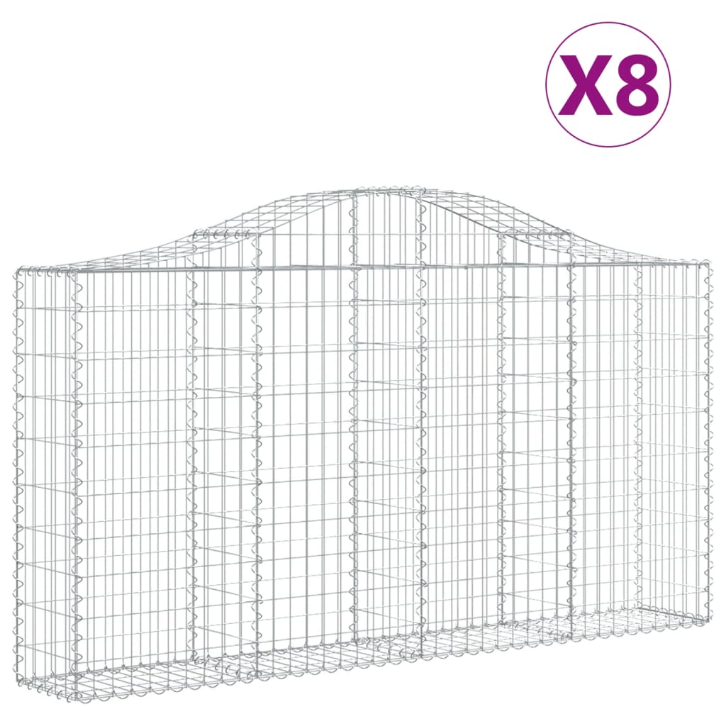 Coșuri gabion arcuite 8 buc, 200x30x100/120 cm fier galvanizat - Lando