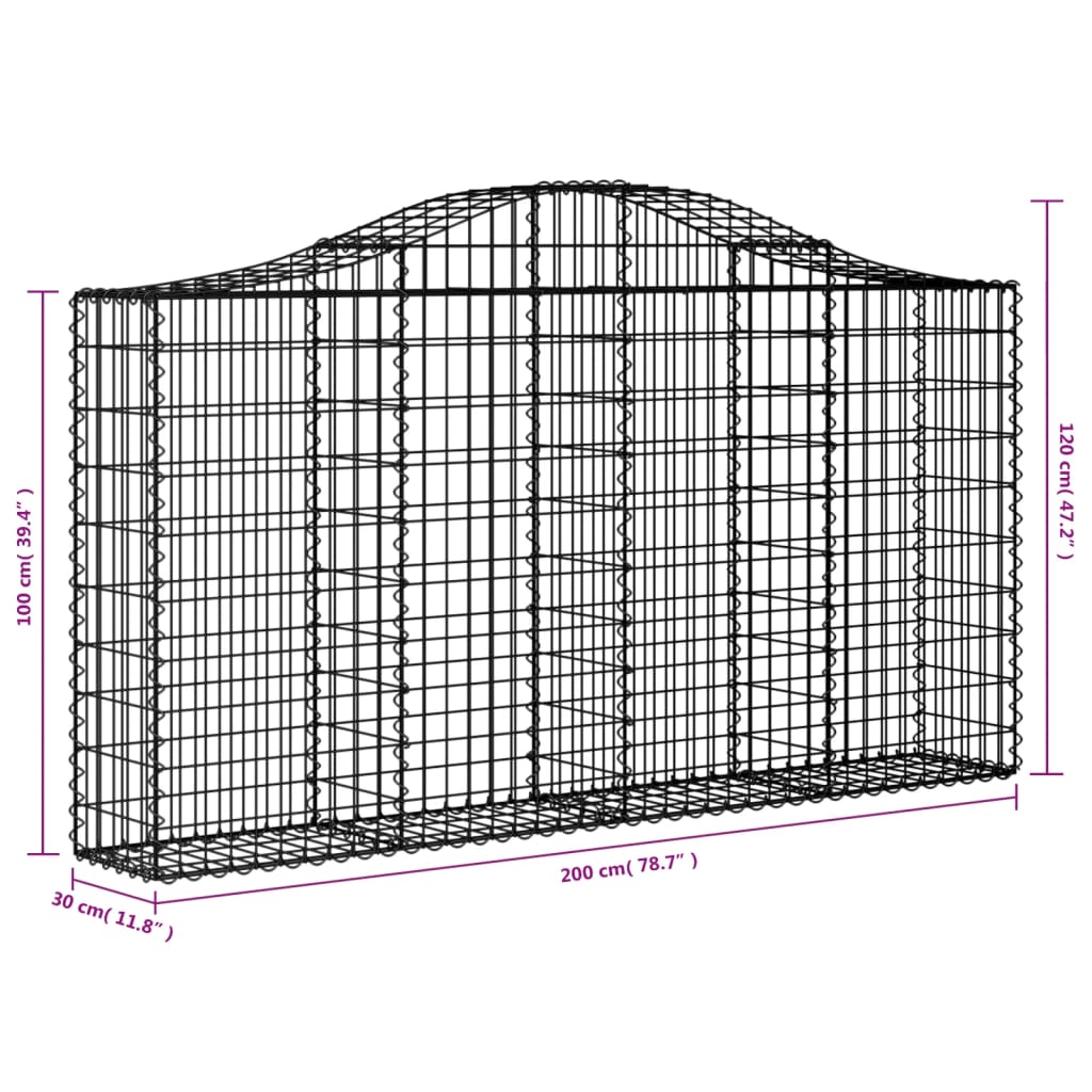 Coșuri gabion arcuite 18 buc, 200x30x100/120 cm fier galvanizat - Lando