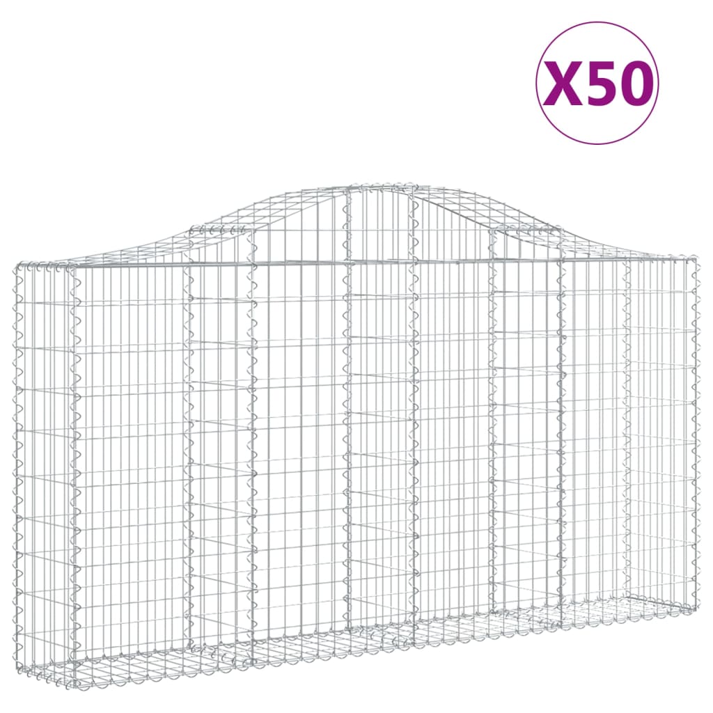 Coșuri gabion arcuite 50 buc, 200x30x100/120 cm fier galvanizat - Lando