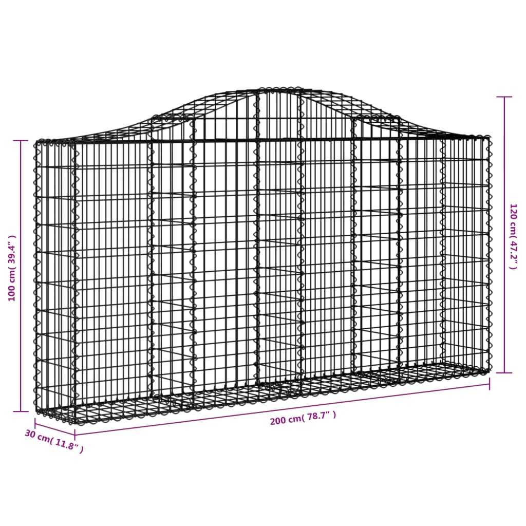 Coșuri gabion arcuite 50 buc, 200x30x100/120 cm fier galvanizat - Lando