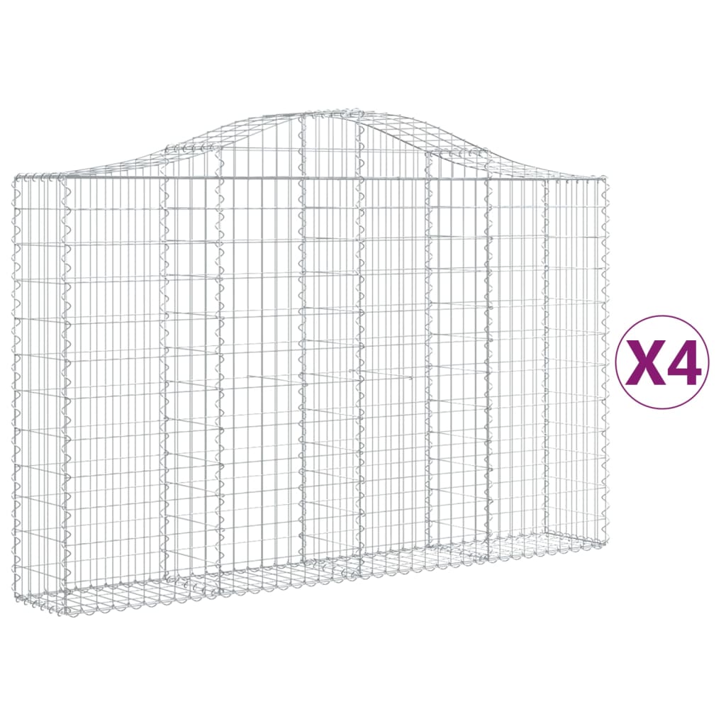 Coșuri gabion arcuite 4 buc, 200x30x120/140 cm, fier galvanizat - Lando