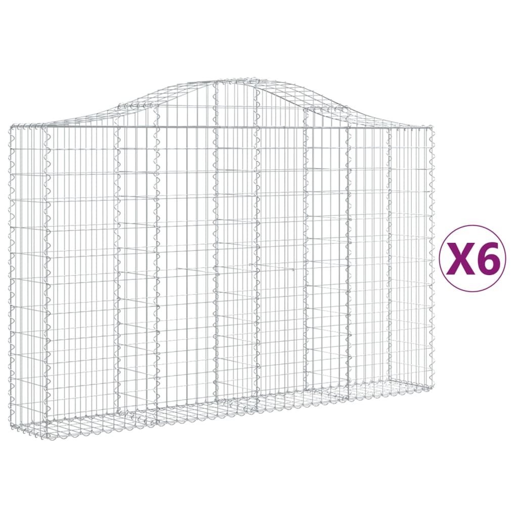 Coșuri gabion arcuite 6 buc, 200x30x120/140 cm, fier galvanizat - Lando