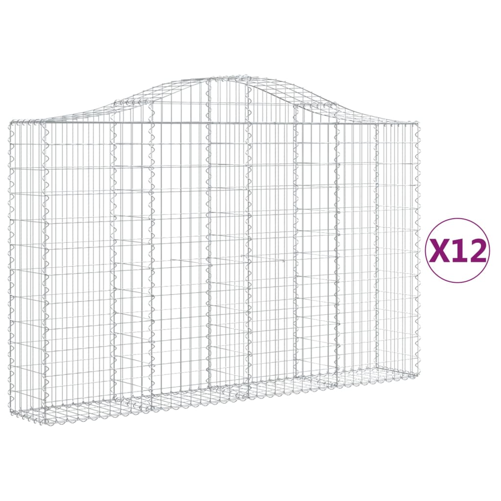 Coșuri gabion arcuite 12 buc, 200x30x120/140cm, fier galvanizat - Lando