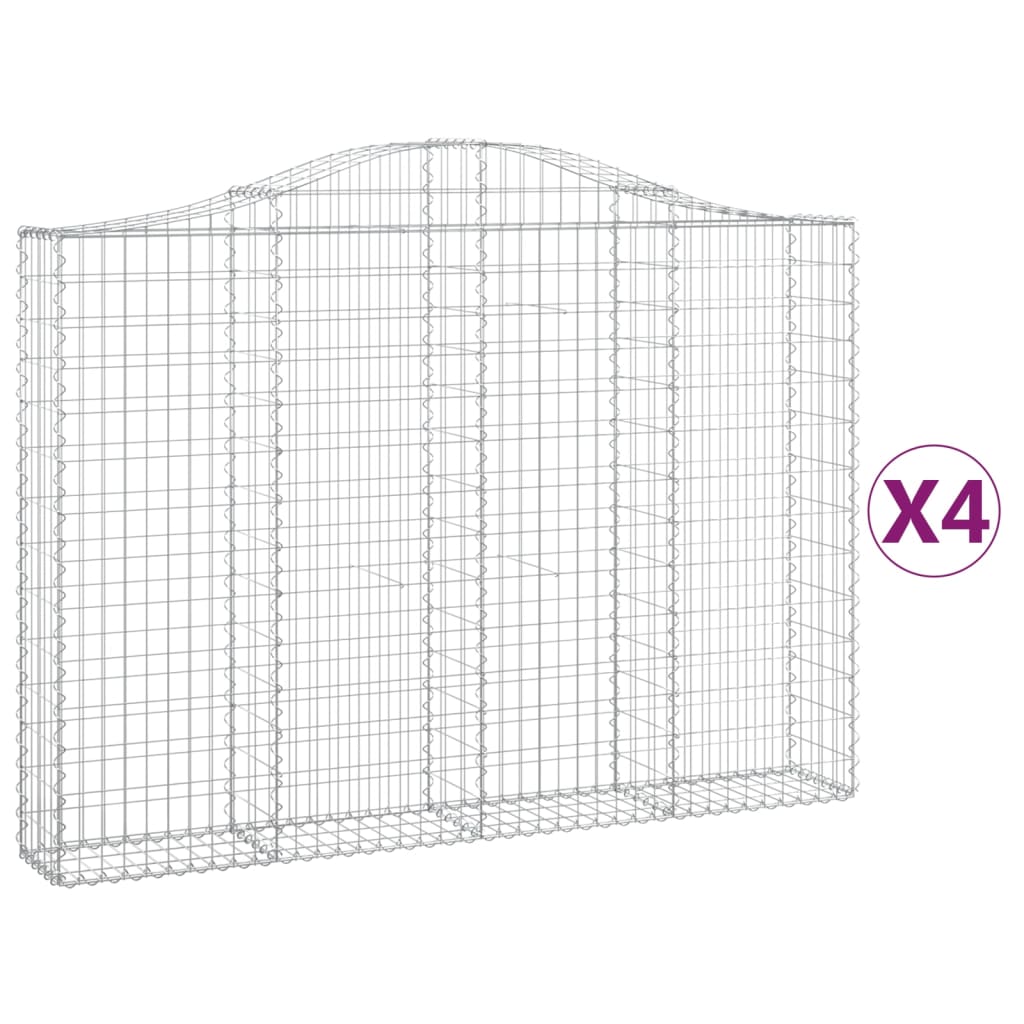 Coșuri gabion arcuite 4 buc, 200x30x140/160cm, fier galvanizat - Lando